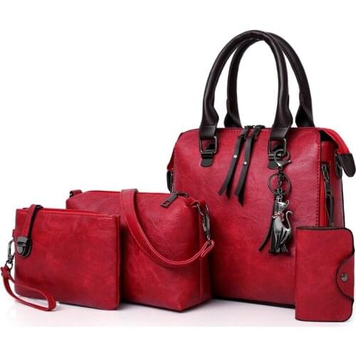 Famous Brands Designer Top-Handle Female Shoulder Bag 4Pcs Ladies Set Women Composite Bag Luxury Leather Purse Handbags