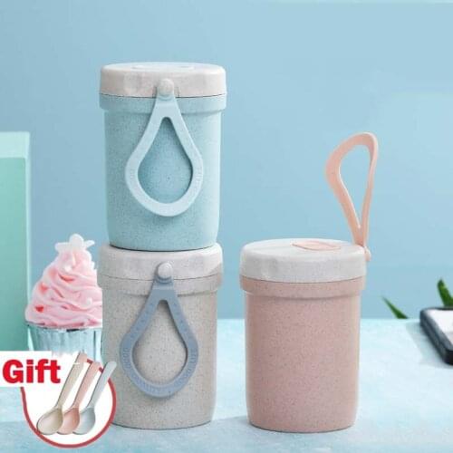 Creative Breakfast Cup Oatmeal Cup Cereal To Go PP Material Snack Cup With Lid Spoon Food Container Keep Milk Cold