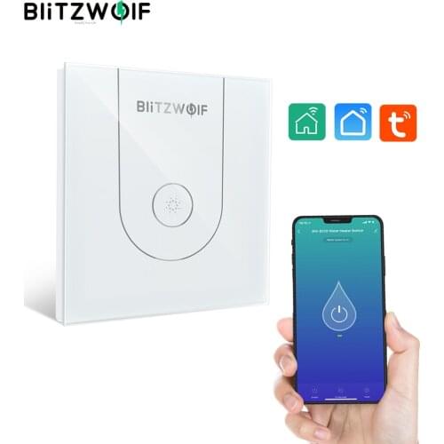 BlitzWolf BW-SS10 3000W 1Gang WiFi Smart Water Heater Switch Touch Glass Panel Time Schedule APP Remote Control Work With Alexa