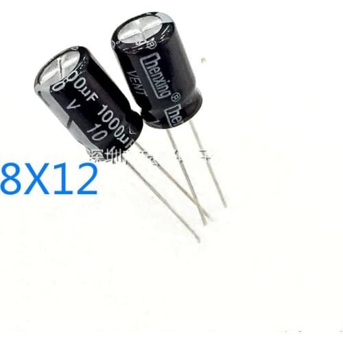 50-100pcs/lot 1000UF 10V 10v1000uf 8X12MM Genuine Plug-in Aluminum Electrolytic Capacitor Volume