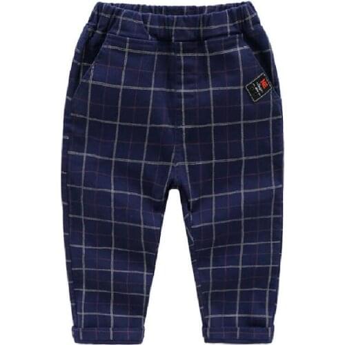 Boys Spring Pants Sports Trousers cotton Kids Plaid Children Long Trousers For 3-8 Years Kids Causal Pant