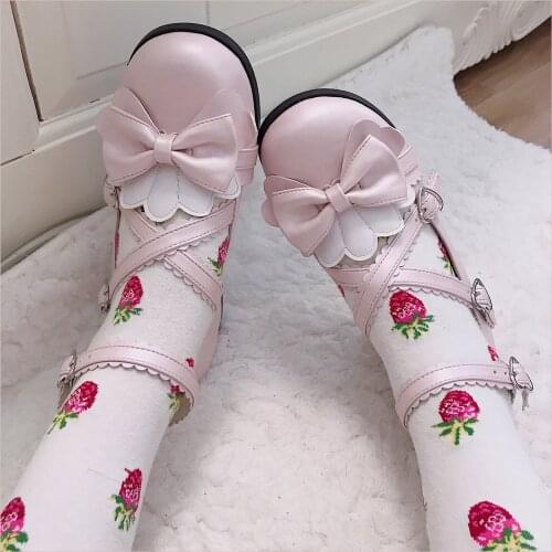 Japanese sweet lolita shoes kawaii girl tea party princess kawaii shoes soft girl retro lace bowknot women shoes loli cosplay