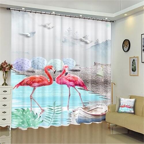 3D Curtains HD Digital Printed Scene Version Multi-styles Curtains Tropical Plant Flamingo Curtain Drapes Rideaux