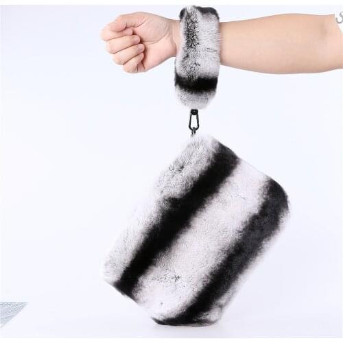 Lady Fashion real rex rabbit fur clutch wallet bags women handbag Luxury purse Evening Party Handle Bag
