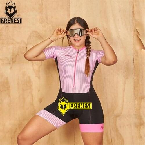Frenesi Womens Short Sleeve Road Ciclismo Jumpsuit Cycling Jersey Skinsuit Bike Sport Triathlon Clothing Summer Bicycle Tights
