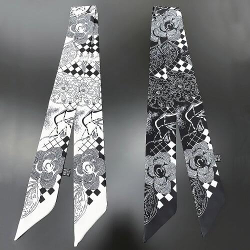 2021 Brand Design Silk Scarf Women Summer Scarf For Ladies Hair Accessories Foulard Hair & Bag Scarves Fashion Rose Headbands