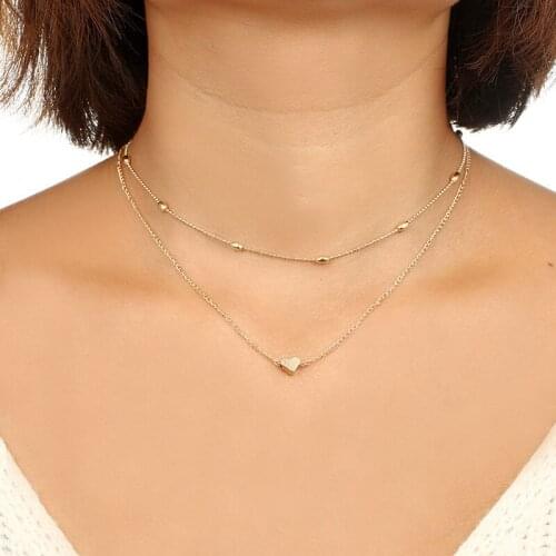 2020 Simple Love Heart Choker Necklace For Women Multi Layer Beads Chocker collar Statement jewelry ras du cou collier femme