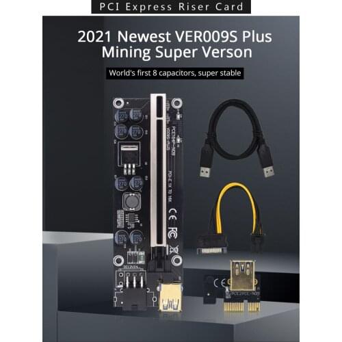 1-10PCS TISHRIC PCIE Riser 009s Plus PCI-E 16X Riser Card PCI Express 009S Video Card Extension Cable For Mining PCIE Riser