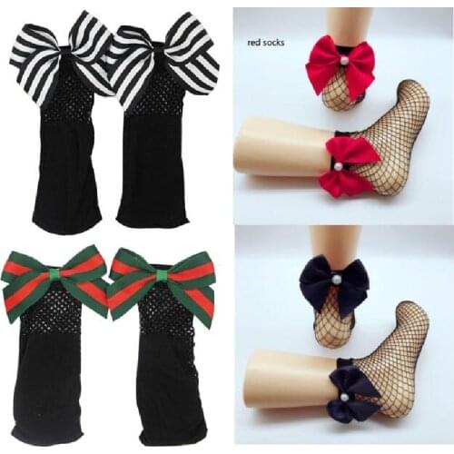 5pairs/10pcs Women pearl Baby Girls Kids Mesh Socks Bow Fishnet Ankle High Lace Fish Net Short Sock Fashion Summer One Size