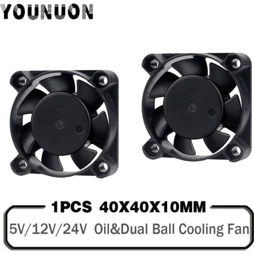 1 Piece DC 24V 12V 5V 40MM 2Pin Ball Bearing Computer Case CPU Cooler Cooling Fan Black 40x40x10mm For 3D Printer