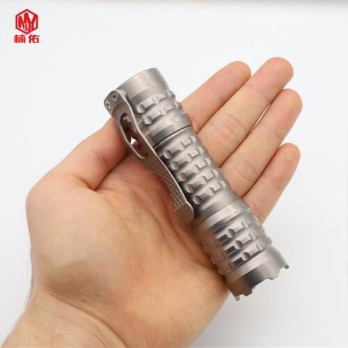 1PC EDC Titanium Alloy 18650 Strong Light Flashlight 4 LED Cool White 6500k Outdoor Camping Lights Comes With Battery Charger