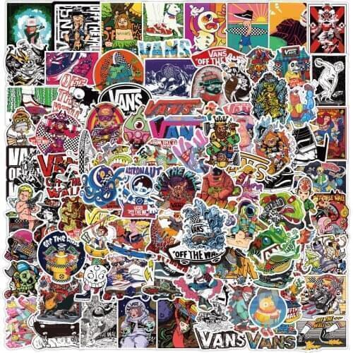 50/100pcs Tide Brand Logo Stickers Waterproof Laptop Skateboard Guitar Motorcycle Luggage Graffiti Sticker Kids Toys