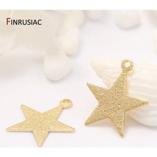 14K Gold Plated Frosted Stars Pendants For Jewelry Making Handmade DIY Earring Charms Findings Components