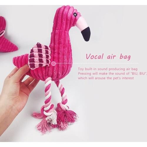 2021 Popular Flamingo Plush Dog Toy Wholesale Interactive Squeaky Kong Dog Toy Pet Products Dog Accessories Rope Puppy Chew Toy