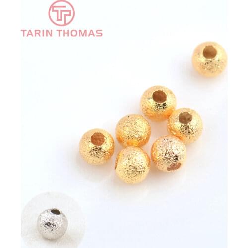 20PCS 3MM 4MM 5MM 6MM 24K Champagne Gold Color Plated Brass Matte Round Beads High Quality Diy Jewelry Accessories