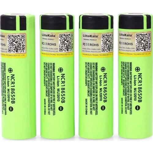 4PCS 2019 Liitokala original 18650 3400mAh NCR18650B 3.7V 3400 battery Lithium Rechargeable Battery For Flashlight Batteries
