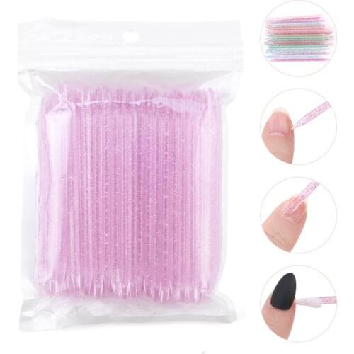 50/100Pcs Reusable Crystal Stick Double End Nail Art Cuticle Pusher Cuticle Remover Tool Pedicure Care Nails Manicures Tools