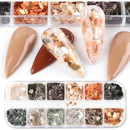 12 Grids/Set Irregular Nails Abalone Shell Slice Natural Sea Shell Stone Fragment Polish DIY Manicure Paillette Decorations NFYM