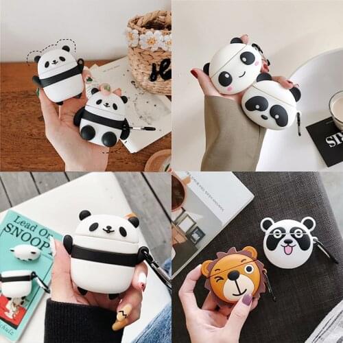 Cute Cartoon Panda Earphone Case For Airpods 2 1 Case Silicone Cute Soft Bluetooth Wireless Protective Cover For Airpods Pendant