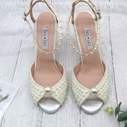 CHS1204 Custom Made Pearl Women Shoes High Heel Dress Sandals Bridal Wedding Shoes