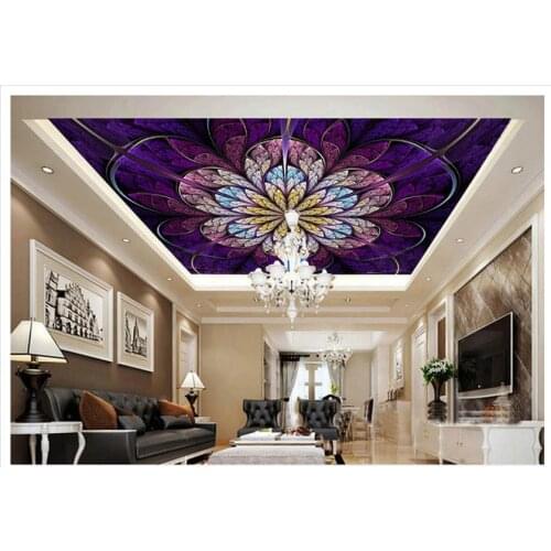 Colorful flower ceiling frescoes 3d ceiling murals wallpaper Home Decoration custom photo wallpaper ceilings