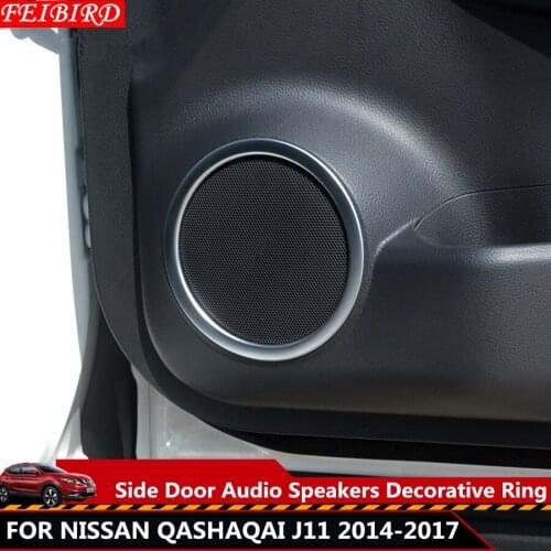ABS Side Door Audio Speakers Cover Trim Decorative Ring 4 Pcs / Set For Nissan Qashqai J11 2014 2015 2016 2017 MATTE STYLE