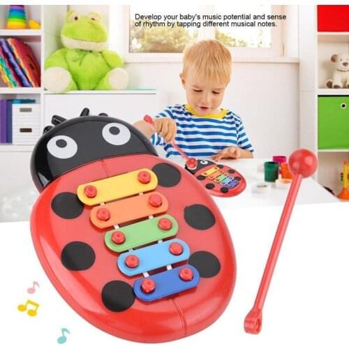 Children Insect Hand Knocking On Piano Musical Instrument Music Educational Toys 5-note Learning Xylophone Toys Beetle