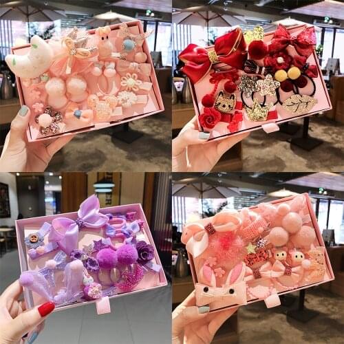 2021 Children Hair Clip Set Hair Accessories Girl Cartoon Hairpin Bow Flower Animal Hairpin hair Ring Elastic Headdress Gift