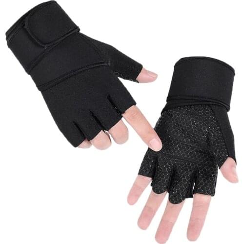Long Wrist Band Half Finger Cycling Gloves Weight Lifting Gloves Protect Wrist Gym Training Fingerless Men Women Cycling Gloves