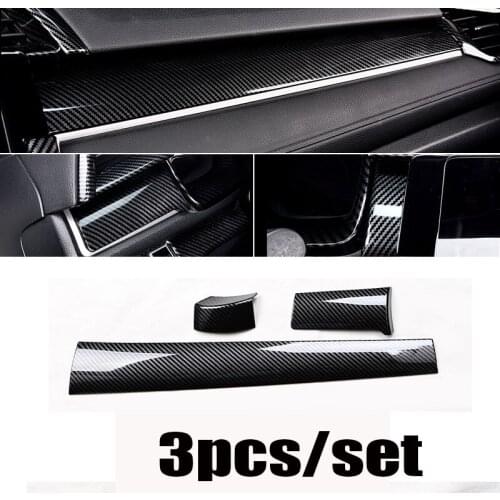 For HONDA Civic 10th 2016 2017 2018 2019 2020 2021 Black carbon fiber Central Console Dashboard Strip Trim 3PCS