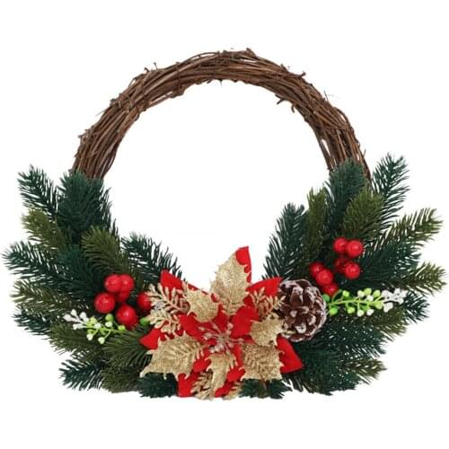 Door Hanging Sign Garland Ring Of Flowers Artifical Wreath Pine Needle Decoration Multicolor Red Fruit Festive Wreaths