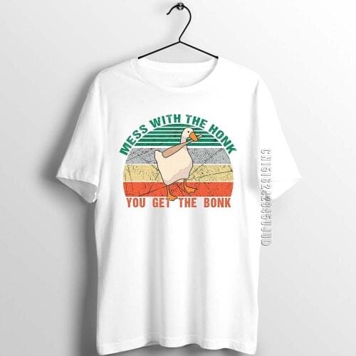 Unix T Shirt Men Guys Goose Game Mess with The Honk You Get The Bonk Funny Indie Printed Tee