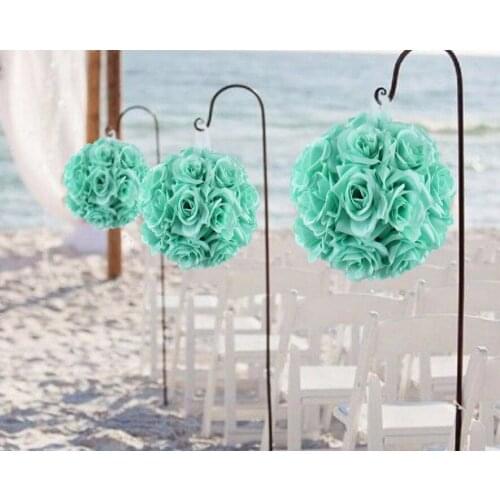 Hot Sale 20cm Diameter Rose Ball Artificial Bouquet Silk Rose Flower Kissing Ball for Wedding Centerpiece Decoration 6 Color