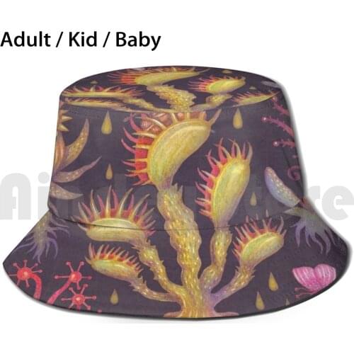 Carnivorous Plants ( Version Ii ) Sun Hat Foldable UV Protection Carnivorous Plants Plant Nature Watercolors Colored
