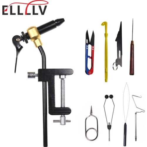 Practical Fly Fishing Tying Tools C-clamp Rotating Tying Vise Stainless Steel Whip finisher Bobbin Thread Holder Nail Knot Tyer