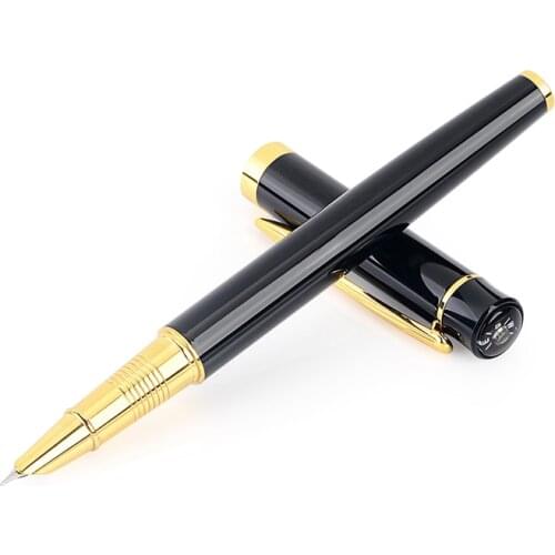 Jinhao Financial Tip 0.38mm Fountain Pen Matte Black Iraurita Golden Clip Metal Extremely Fine Office Business Writing Pens