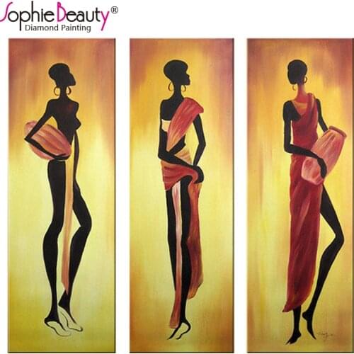 Sophie Beauty Diy Diamond Painting Cross Stitch Full Round Embroidery Diamond Mosaic Picture eautiful Black Lady Home Arts Kits