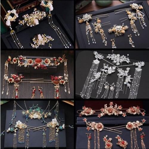 Chinese oil paint Bridal head wear retro suit dragon and Phoenix crown Princess wedding tiara