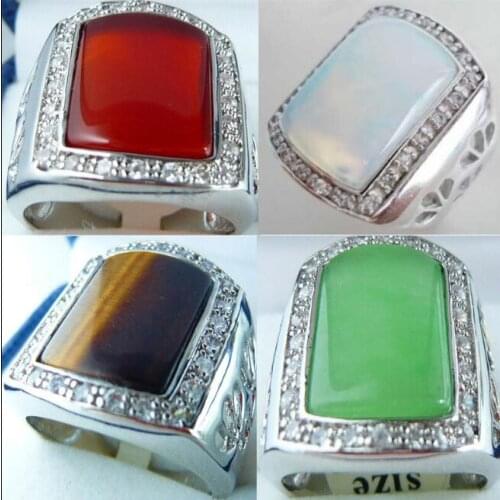 Beautiful Crystal Inlay Tiger eye Moonstone Ring Size: 8 #9# 10# 11