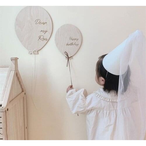 Creative Wooden Balloon Wall Nursery Decor Nordic Hanging Decorations Baby Bedroom Decoration Child Birthday Party Photo Props