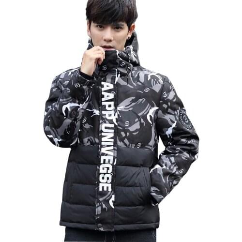 New Arrival Men Camouflage White Duck Down Jacket Warm Mens Winter Parkas Hooded Mens Jackets Casacos Masculino WXF313