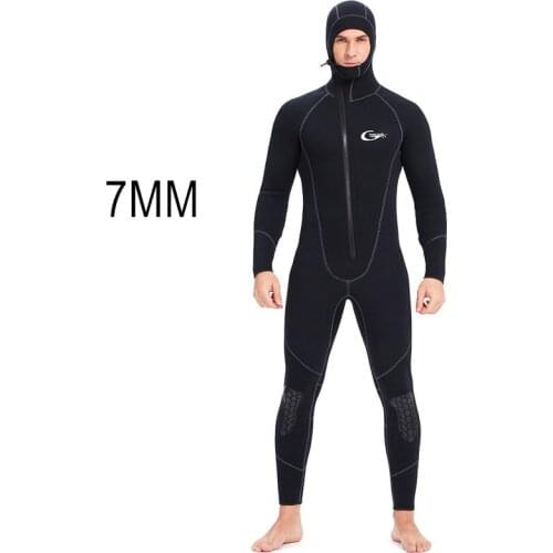 YONSUB 7MM Scuba Men Neoprene Diving Suit With Hooded Underwater Hunting Surfing Front Zipper Spearfishing Snorkeling Wet Suit