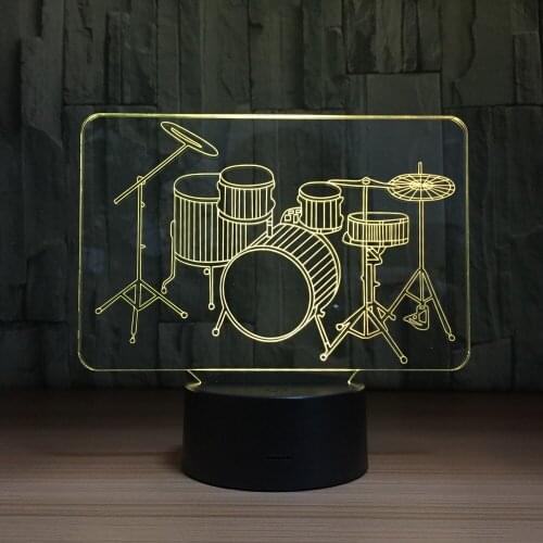 Musical Drum Set Modelling led 3D Night Lights 7 Colors Touch Remote Children Bedroom Table Lamp Home Decoration Dropshipping