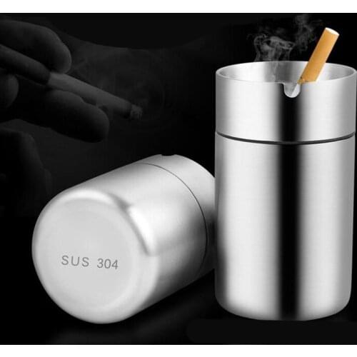 Stainless Steel Car Ashtray Smokeless Auto Cigarette Ashtray Holder auto parts