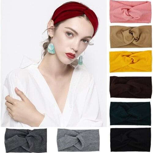 New Cotton Cross Hairband Fashion Solid Hair Band Ladies Yoga Sports Twist Cross Elastic Headband Korean Hair Accessories