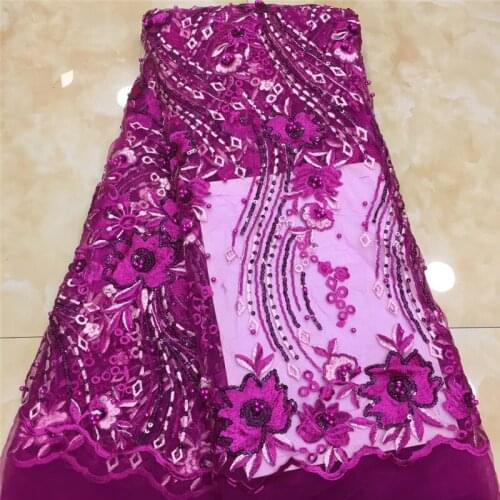 New design high quality 2YG-20.4422 french sequins lace fabric african lace fabric with beads tulle fabric