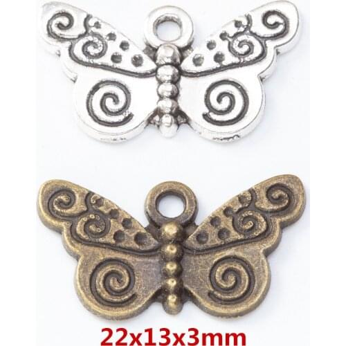 50 pieces of retro metal zinc alloy Butterfly Pendant for DIY handmade jewelry necklace making 8169