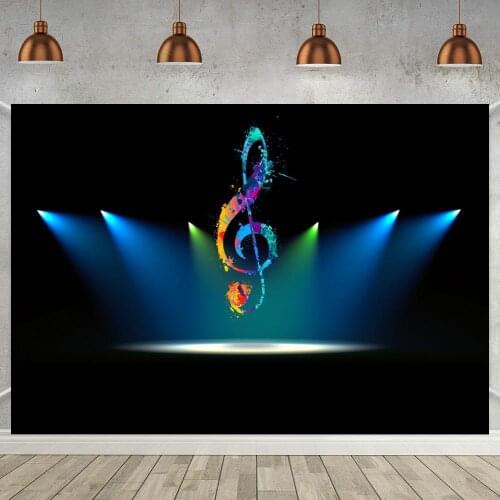 Popular Musical Symbol Tok Dance Stage Show Background Beat Audio Frequency Birthday Party Photography Backdrop