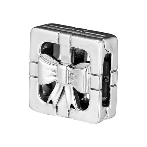 Reflexions Sweet Gift Box Clip Charm Beads for Reflexions Belt Bracelets Women DIY 925 Sterling Silver Beads for Jewelry Making