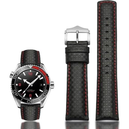 High quality Carbon fiber Texture watchband for omg 600 TUDOR ROX wristband 22mm genuine leather straps